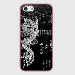 Чехол для iPhone 5/5S матовый Японский дракон и иероглифы
