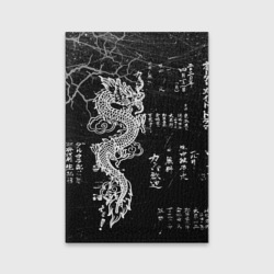 Обложка для паспорта матовая кожа Японский дракон и иероглифы