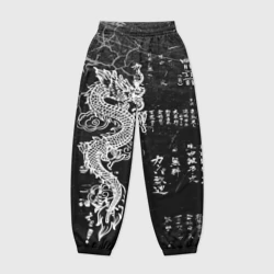 Женские джоггеры оверсайз 3D Японский дракон и иероглифы