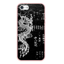 Чехол для iPhone 5/5S матовый Японский дракон и иероглифы