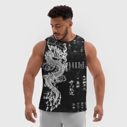 Мужская спортивная майка 3D Японский дракон и иероглифы - фото 2