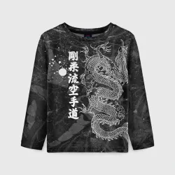 Детский лонгслив 3D Токийский Дракон Иероглифы Dragon Japan