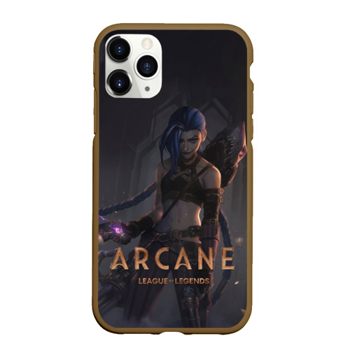 Чехол для iPhone 11 Pro Max матовый Arcane - Jinx, цвет коричневый