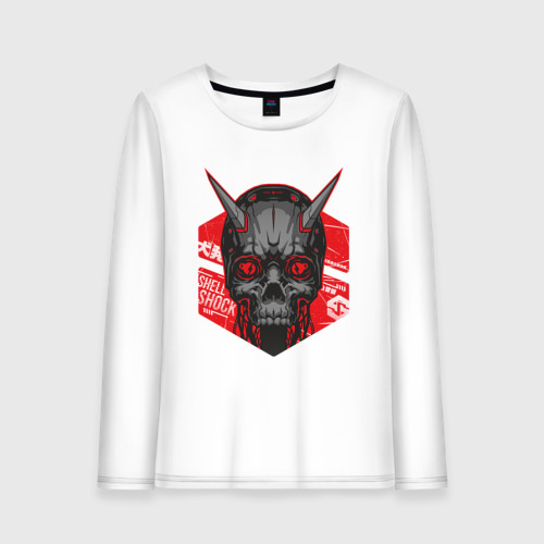 Женский лонгслив хлопок Shlshk Cyber Skull Collection, цвет белый