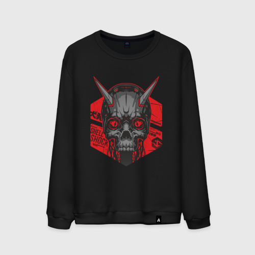 Мужской свитшот хлопок Shlshk Cyber Skull Collection, цвет черный