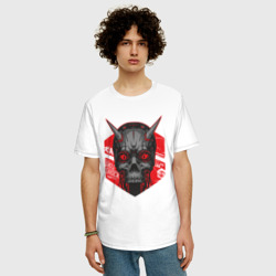 Мужская футболка хлопок Oversize Shlshk Cyber Skull Collection - фото 2