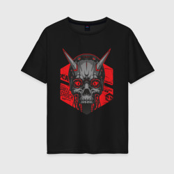 Женская футболка хлопок Oversize Shlshk Cyber Skull Collection