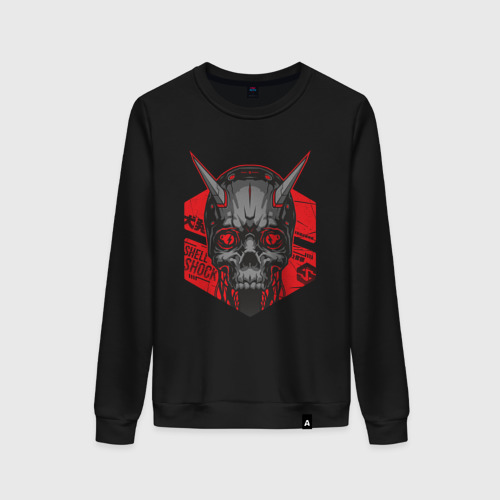 Женский свитшот хлопок Shlshk Cyber Skull Collection, цвет черный