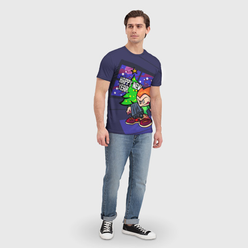 Мужская футболка 3D с принтом Новогодний Пико, вид сбоку #3