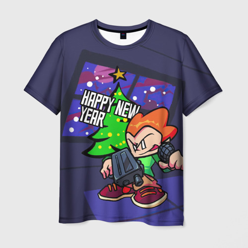 Мужская футболка 3D с принтом Новогодний Пико, вид спереди #2