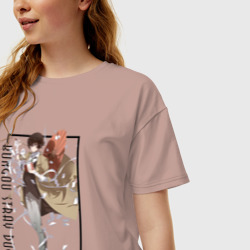 Женская футболка хлопок Oversize Дазай Осаму Великий из бродячих псов - фото 2