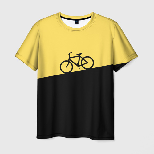Мужская футболка с принтом Бегущий за велосипедом, вид спереди №1