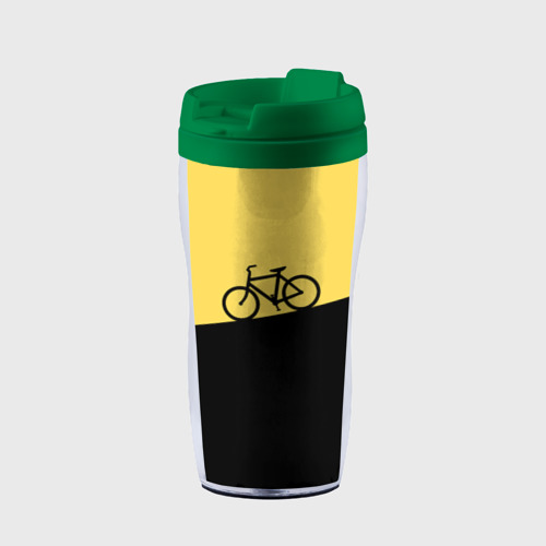 Термокружка-непроливайка Бегущий за велосипедом, цвет зеленый