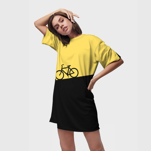 Платье-футболка 3D Бегущий за велосипедом, цвет 3D печать - фото 3