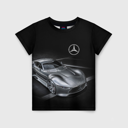 Детская футболка с принтом Mercedes-Benz motorsport, вид спереди №1