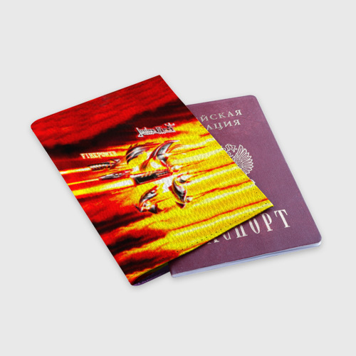 Обложка для паспорта матовая кожа Firepower - Judas Priest, цвет фиолетовый - фото 3