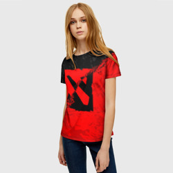 Женская футболка 3D Dota 2 red black logo, брызги красок - фото 2