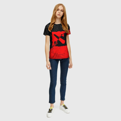 Женская футболка 3D Dota 2 red black logo, брызги красок, цвет 3D печать - фото 5