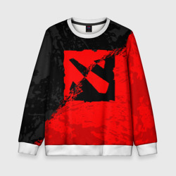 Детский свитшот 3D Dota 2 red black logo, брызги красок