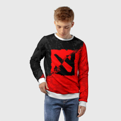 Детский свитшот 3D Dota 2 red black logo, брызги красок - фото 2