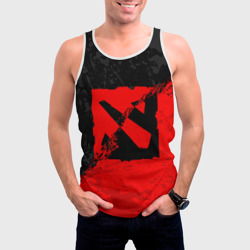 Мужская майка 3D Dota 2 red black logo, брызги красок - фото 2