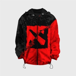 Детская куртка 3D Dota 2 red black logo, брызги красок