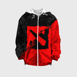 Детская куртка 3D Dota 2 red black logo, брызги красок