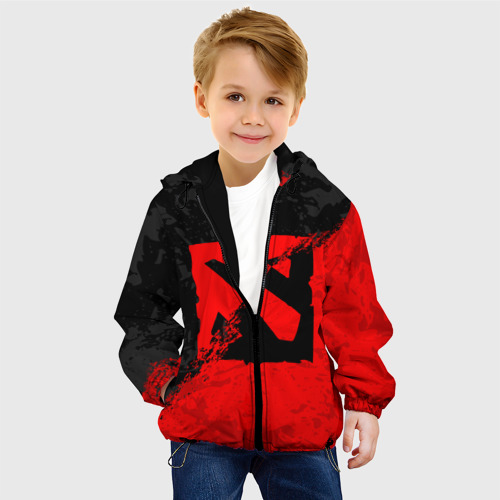 Детская куртка 3D Dota 2 red black logo, брызги красок, цвет черный - фото 3