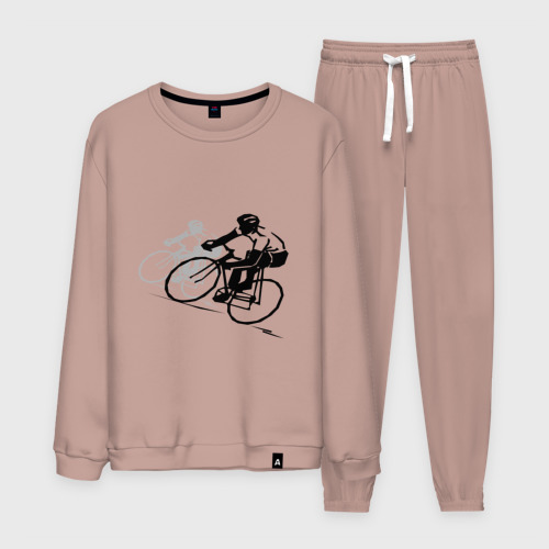Мужской костюм хлопок Велоспорт шоссе, цвет пыльно-розовый
