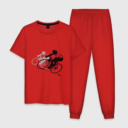 Мужская пижама хлопок Велоспорт шоссе, цвет красный