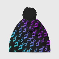 Шапка 3D c помпоном JoJo`s Bizarre Adventure neon pattern неон узор