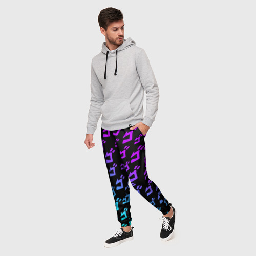 Мужские брюки 3D JoJo`s Bizarre Adventure neon pattern неон узор, цвет 3D печать - фото 3