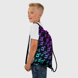 Рюкзак с принтом JoJo`s Bizarre Adventure neon pattern неон узор для любого человека, вид спереди №2. Цвет основы: белый