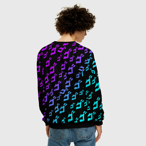 Мужской свитшот 3D JoJo`s Bizarre Adventure neon pattern неон узор, цвет черный - фото 4