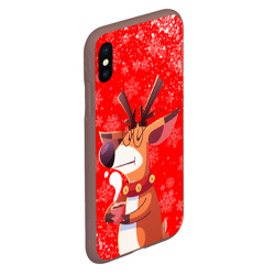 Чехол для iPhone XS Max матовый Новогодний олень и чашка кофе - фото 2
