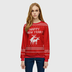 Женский свитшот 3D Свитер - вязаные олени - фото 2