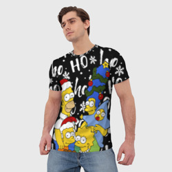 Мужская футболка 3D Симпсоны новогодний, Simpsons - фото 2