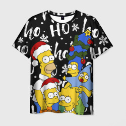 Мужская футболка 3D Симпсоны новогодний, Simpsons