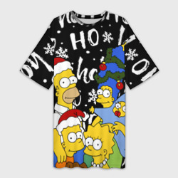 Платье-футболка 3D Симпсоны новогодний, Simpsons