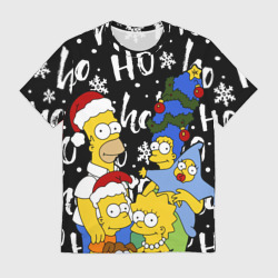 Мужская футболка 3D Симпсоны новогодний, Simpsons