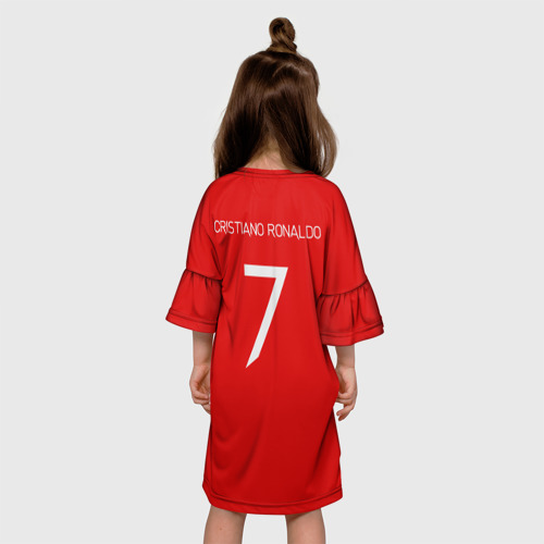 Детское платье 3D с принтом Manchester Ronaldo, вид сзади #2