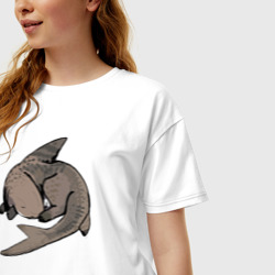 Женская футболка хлопок Oversize Спящая акула - фото 2