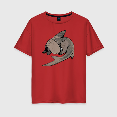 Женская футболка хлопок Oversize с принтом Спящая акула, вид спереди #2