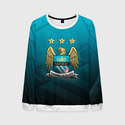 Мужской свитшот 3D Manchester City Teal Themme, цвет белый