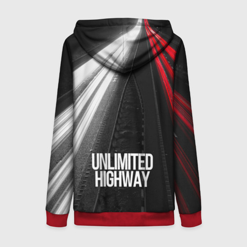 Женская толстовка 3D на молнии Unlimited Highway, цвет красный - фото 2