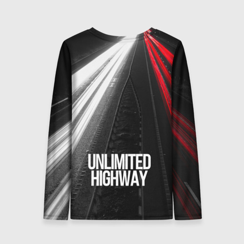 Женский лонгслив 3D с принтом Unlimited Highway, вид сзади #1