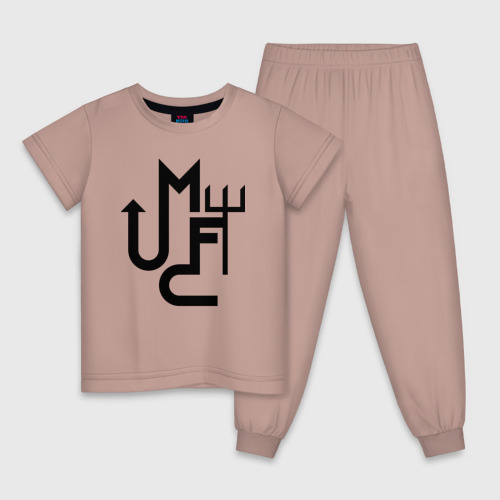 Детская пижама хлопок с принтом Манчестер Юнайтед минимализм, вид спереди #2