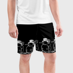 Мужские шорты спортивные Снеговик на черном фоне - фото 2