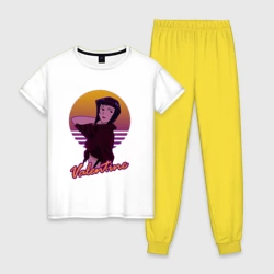 Женская пижама с белой футболкой хлопок Ретровэйв Фэй