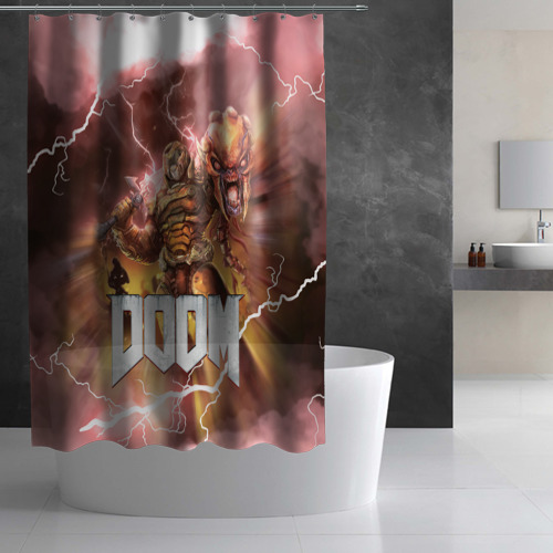 Штора 3D для ванной DoomGay hell rock - фото 3